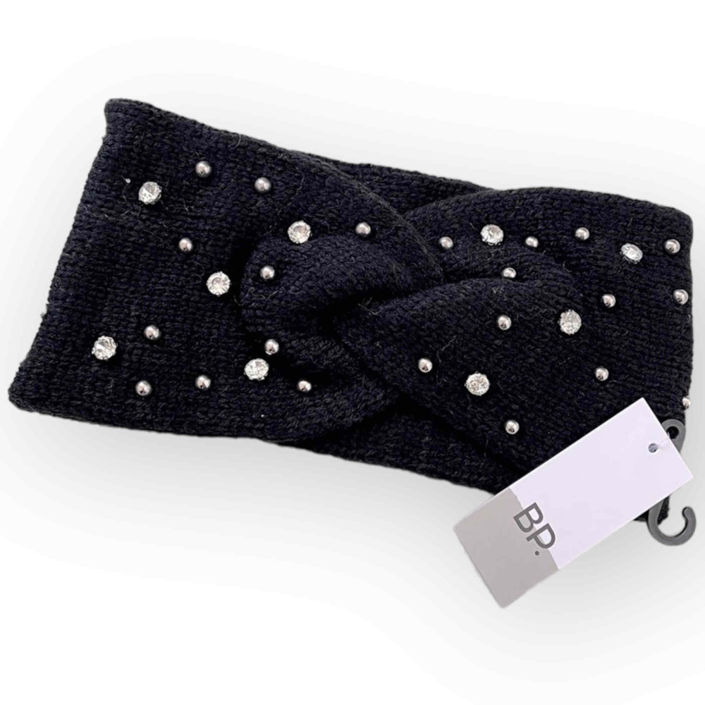 BP Nordstrom Crystal Embellished Head Wrap - Jet Black - Picture 2 of 5